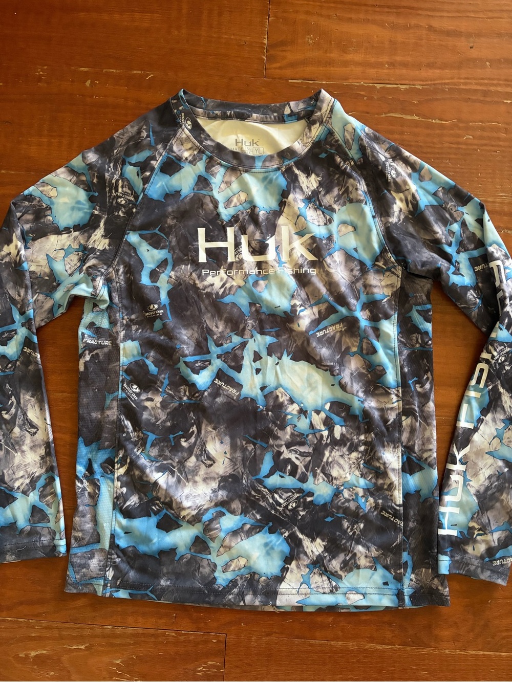 Huk Kids Blue & Black Camo Long Sleeve Swim Rashguard